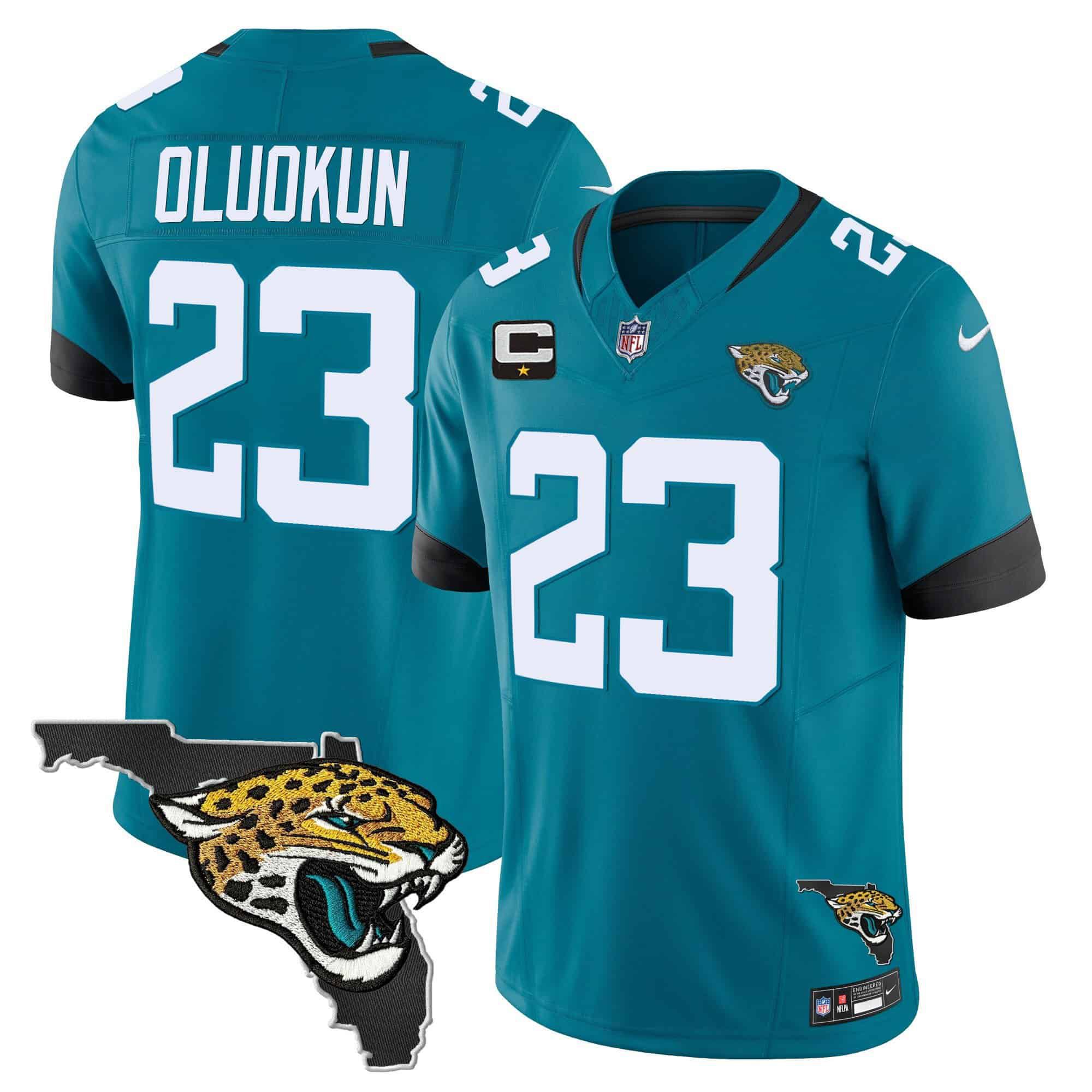 Men Jacksonville Jaguars #23 Oluokun Green 2024 Nike Florida Patch Vapor NFL Jersey style 1->indianapolis colts->NFL Jersey